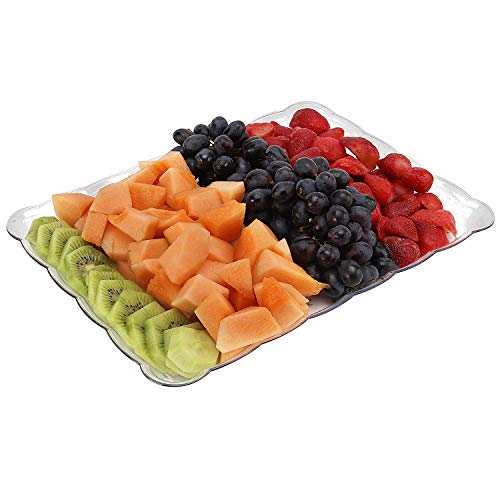 silver collection Rectangular Plastic Trays, Disposable Serving Party Platters 9" X 13" -Pack of 4- (Clear)