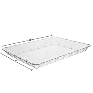 silver collection Rectangular Plastic Trays, Disposable Serving Party Platters 9" X 13" -Pack of 4- (Clear)