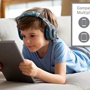 Jurassic World Kids Headphones, Adjustable Headband, Stereo Sound, 3.5Mm Jack, Wired Headphones for Kids, Tangle-Free, Volume Control, Childrens Headphones Over Ear for School Home, Travel