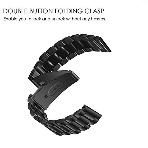 Fintie Band Compatible with Samsung Galaxy Watch 5 Pro 45mm, Watch 5/4 40mm 44mm, Watch 4 Classic 42mm 46mm, 20mm Stainless Steel Metal Bands Replacement Bracelet Strap, Black