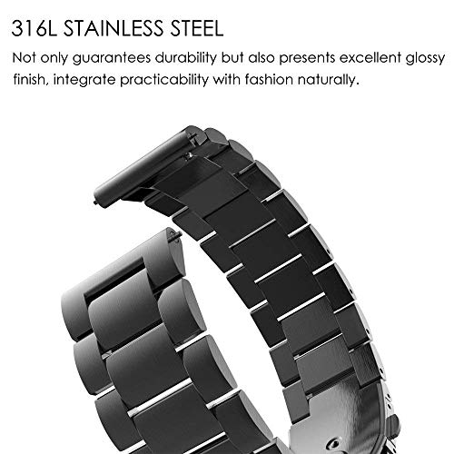 Fintie Band Compatible with Samsung Galaxy Watch 5 Pro 45mm, Watch 5/4 40mm 44mm, Watch 4 Classic 42mm 46mm, 20mm Stainless Steel Metal Bands Replacement Bracelet Strap, Black