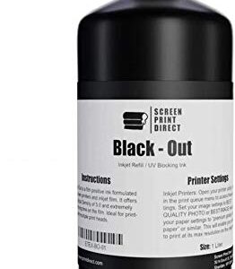 Screen Print Direct® UV Blocking Ink Refill (1 LTR) - Black Out Universal Inkjet Refill for Film Positives, High Opacity Black Ink for Waterproof Inkjet Film - Black Dye Ink Screen Printing Supplies