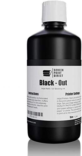 Screen Print Direct® UV Blocking Ink Refill (1 LTR) - Black Out Universal Inkjet Refill for Film Positives, High Opacity Black Ink for Waterproof Inkjet Film - Black Dye Ink Screen Printing Supplies