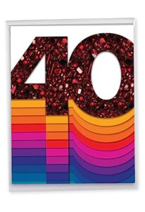 the best card company - 40th big happy anniversary card (8.5 x 11 inch) - wedding anniversary congrats, card for married couples (not foil, layered, or 3d) - bold milestones 40 j6110bang