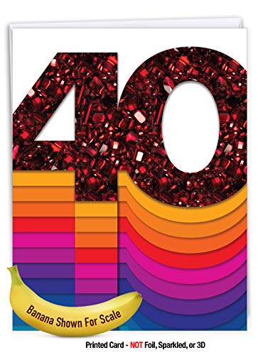 The Best Card Company - 40th Big Happy Anniversary Card (8.5 x 11 Inch) - Wedding Anniversary Congrats, Card for Married Couples (Not Foil, Layered, or 3D) - Bold Milestones 40 J6110BANG