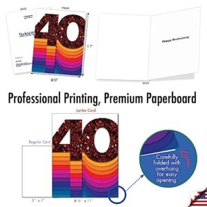 The Best Card Company - 40th Big Happy Anniversary Card (8.5 x 11 Inch) - Wedding Anniversary Congrats, Card for Married Couples (Not Foil, Layered, or 3D) - Bold Milestones 40 J6110BANG