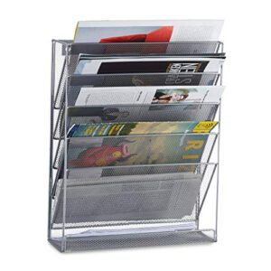 relaxdays wall mount magazine rack, 10.5 x 32.5 x 40.5 cm, silver