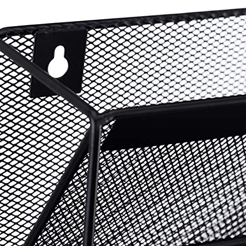 Relaxdays Wall Mount Magazine Rack, 10.5 x 32.5 x 40.5 cm, Black