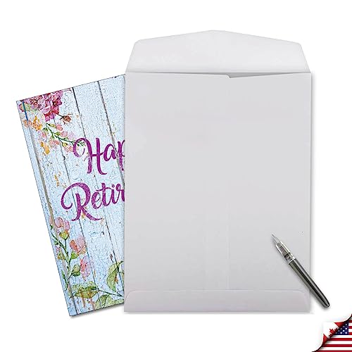 The Best Card Company - 1 Jumbo Congratulations Notecard w/Envelope (Large 8.5 x 11 Inch) Happy Retirement Appreciation with Flowers for Boss, Coworker - Blooming Driftwood J6108JRTG-US