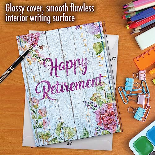 The Best Card Company - 1 Jumbo Congratulations Notecard w/Envelope (Large 8.5 x 11 Inch) Happy Retirement Appreciation with Flowers for Boss, Coworker - Blooming Driftwood J6108JRTG-US