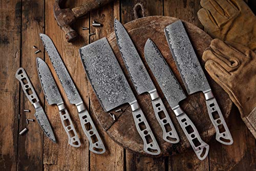 KATSURA Woodworking Project Kit – Santoku Knife Blank – 5 Inch – Japanese Premium AUS 10, 67 Layers Damascus Steel