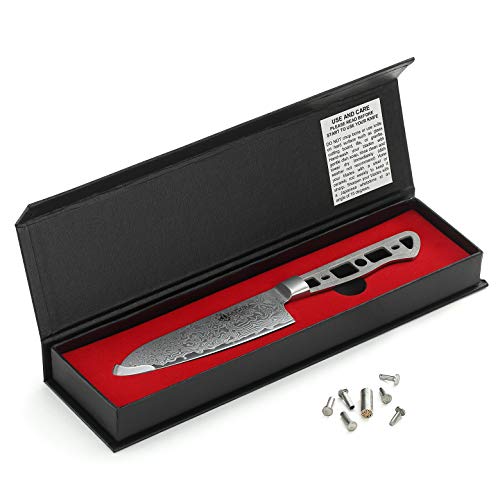 KATSURA Woodworking Project Kit – Santoku Knife Blank – 5 Inch – Japanese Premium AUS 10, 67 Layers Damascus Steel