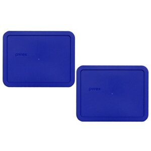pyrex 7211-pc 6 cup cobalt blue rectangle food storage lid for glass dish (2, cobalt blue)