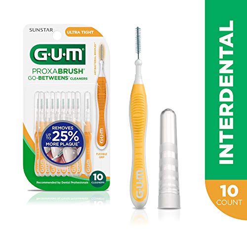 GUM Proxabrush Go-Betweens Interdental Brushes, Ultra Tight, Plaque Removal, 10 Count