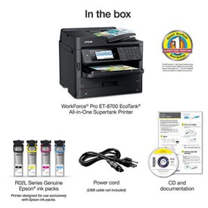 Epson Workforce Pro ET-8700 EcoTank Color All-in-One Supertank Printer with Scanner, Copier and Fax, WiFi & Ethernet Connectivity