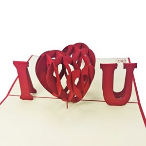 WOWPAPERART I Heart You - 3D Pop Up Card - For Love, Valentine, Birthday Card, Wedding, Anniversary