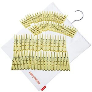 neeyeetag clothespins large size 3.74 inch 40 pack and medium size 2.3 inch 40 pack, natural bamboo heavy duty, with a hanging canvas bag