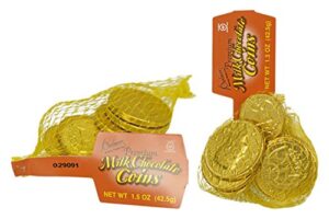 set of 18 palmer's premium milk chocolate coins - 2 bags of coins - perfect party favor, table scatter, easter egg filler, and more!