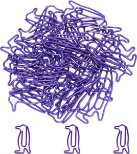 hiqin cute purple paper clips (penguin refill pack) funny office supplies penguin gifts