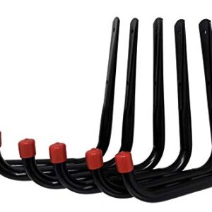 Tetra-Teknica UH01-6P Heavy Duty Garage Storage Utility Hooks, Large Size, Color Black, 6 per Pack