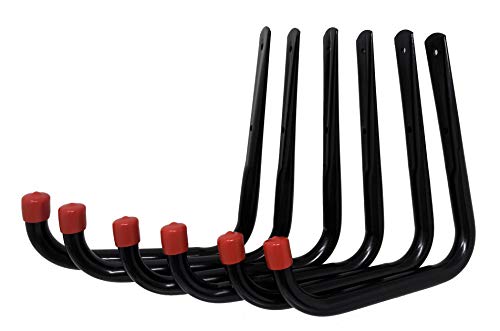 Tetra-Teknica UH01-6P Heavy Duty Garage Storage Utility Hooks, Large Size, Color Black, 6 per Pack