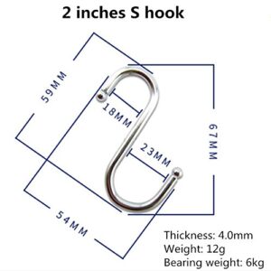 S Hooks 2 Inch S Shaped Utility Hooks, Topick 30 Pack Hanging Hooks Stainless Steel Metal Hanger Heavy Duty Hooks, Storage Holders for Kitchen, Work Shop, Bathroom, Plants, Office, Garden (2in Bold)