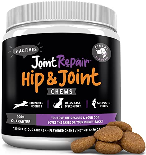 Joint Repair Advanced Hip & Joint Health Supplement for Dogs. Naturally Relieves Arthritis, Pain & Inflammation. Extra Strength Soft Chew Treats with Glucosamine, Chondroitin & MSM Improve Mobility