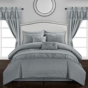 Chic Home Mykonos 20 Piece Comforter Set, Queen, Grey