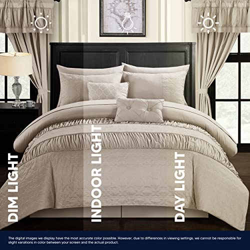 Chic Home Mykonos 20 Piece Comforter Set, Queen, Grey