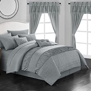 Chic Home Mykonos 20 Piece Comforter Set, Queen, Grey