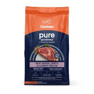 canidae pure real bison, lentil & carrot recipe adult dry dog 21 lb