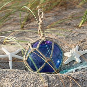 cobalt blue glass float ball large | fishing buoy balls 5" | perfect for beach weddings or as christmas ornaments | plus free nautical ebook by joseph rains (1 pack)