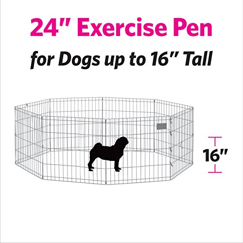 New World Pet Products 24" Foldable Black Metal Dog Exercise Pen No Door