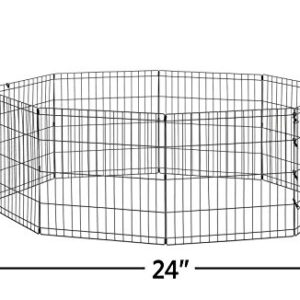 New World Pet Products 24" Foldable Black Metal Dog Exercise Pen No Door