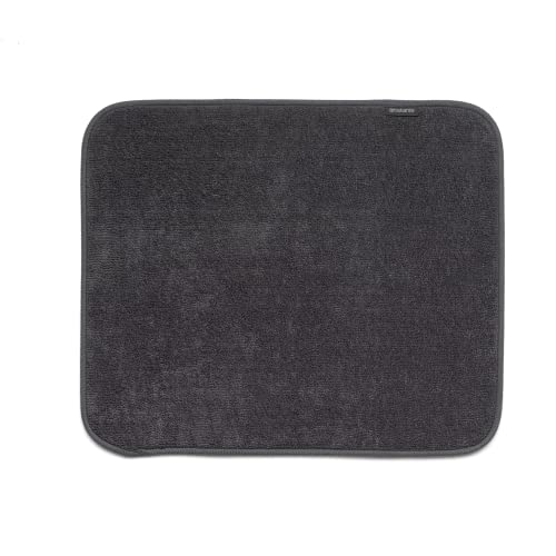 Brabantia SinkSide 16 x 19" Microfiber Dish Drying Mat for Kitchen Countertop (Dark Gray) Foldable Machine-Safe Absorbable Pad for Plates, Pots, Glasses