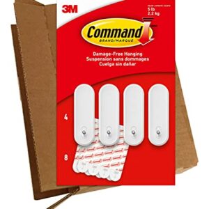 Command Large Wire Hooks, 4-Hooks, 8-Strips, Holds up to 5 lbs - Easy to Open Packaging