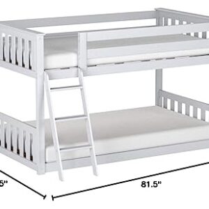 Max & Lily Low Bunk Bed, Twin-Over-Twin Wood Bed Frame For Kids, White