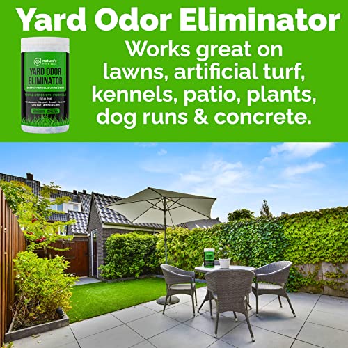 "Nature's Pure Edge,Yard Odor Eliminator. Perfect For Artificial Grass, Patio, Kennel, and Lawn. Instantly Removes Stool and Urine Odor. Long Lasting. Kid and Pet Safe.