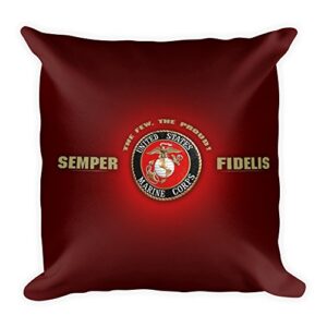 like-art square pillow case w/stuffing 18x18 us marines corps semper fidelis both side machine washable