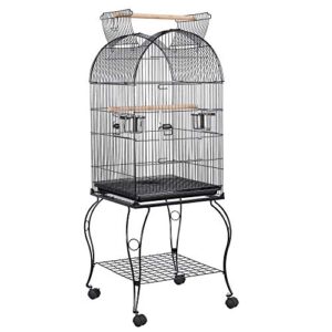 topeakmart medium open top parrot bird cage for cockatiels conures green cheek parakeets with rolling stand