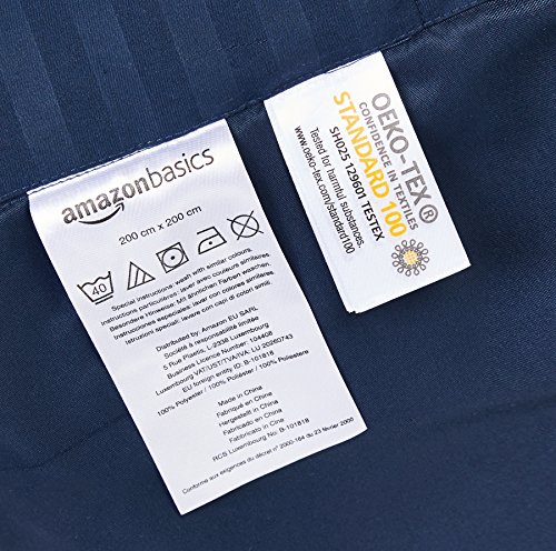 AmazonBasics Deluxe Microfiber Duvet Cover Set with pillow case(s) – 200x200cm, Navy Blue