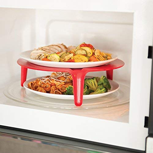 Nordic Ware 2-Tier Plate Stacker, One, Red, 1 Count (Pack of 1)