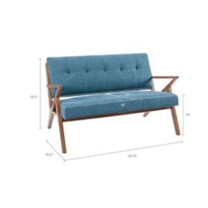 Ink+Ivy Rocket Accent Loveseat - Solid Wood, All Foam Two Deep Seat Settee Mid-Century Short Sofa - Retro Accent Loveseat For Living Room