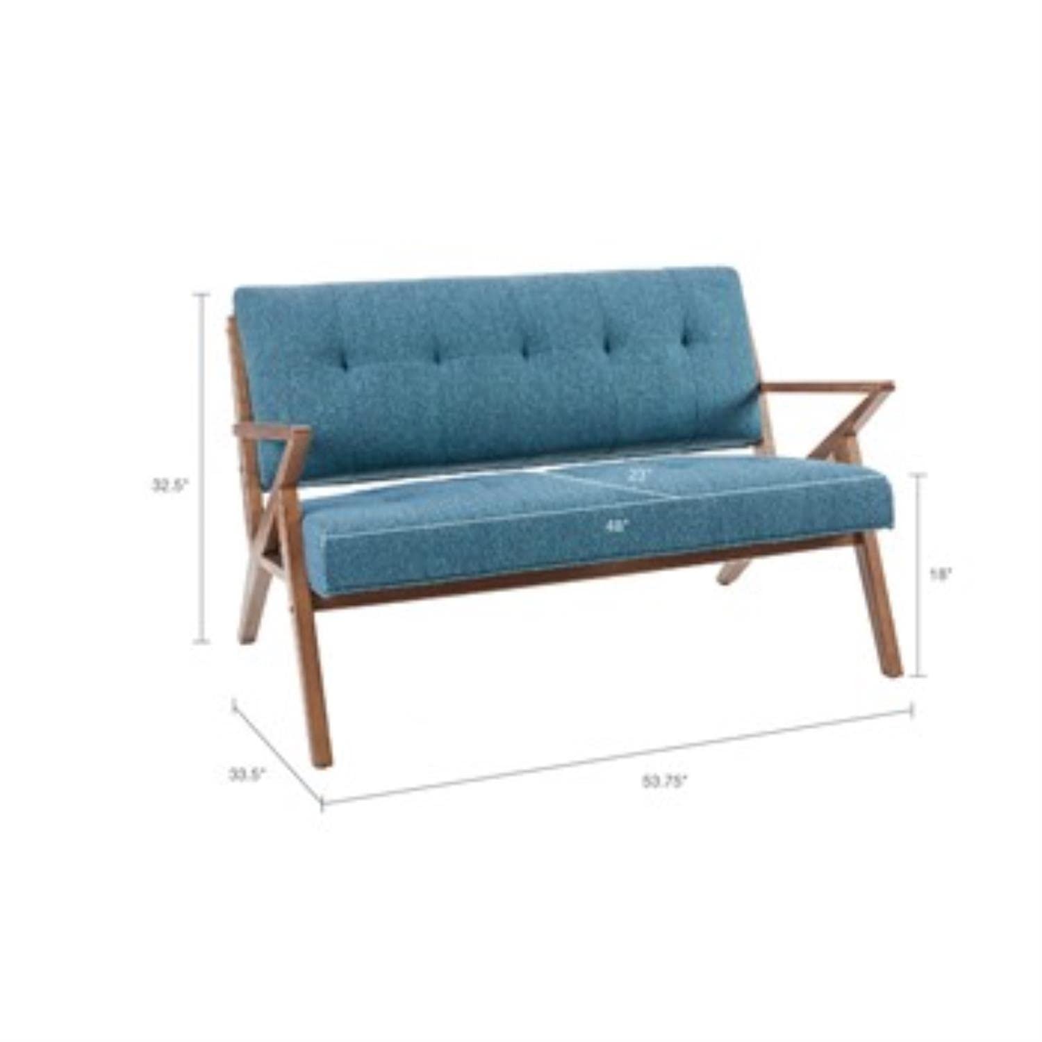 Ink+Ivy Rocket Accent Loveseat - Solid Wood, All Foam Two Deep Seat Settee Mid-Century Short Sofa - Retro Accent Loveseat For Living Room