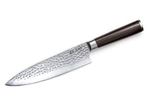 kan core chef knife 8-inch vg-10 67 layers damascus ambidextrous (hammered vg-10 blade, ebony wood handle-upgraded version)