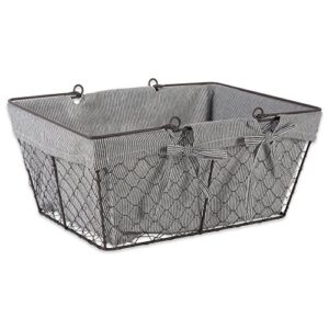 dii farmhouse chicken wire egg basket, storage baskets with liner, stripes, 16x12x7.88"
