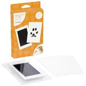 pearhead small pet paw print clean-touch ink pad and imprint cards, for small sized cats or dogs, pet owner gifts, diy keepsake pawprint maker, black