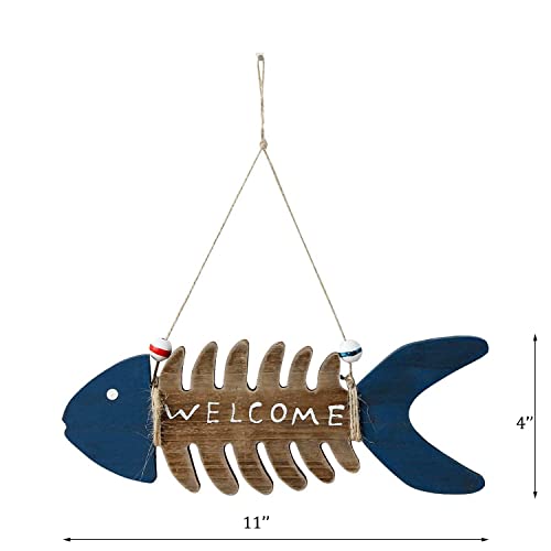 Nautical Hand Carved Wooden Fish Wall Hanging Ornaments Welcome Home Decor