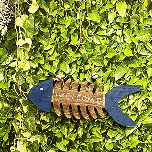 Nautical Hand Carved Wooden Fish Wall Hanging Ornaments Welcome Home Decor