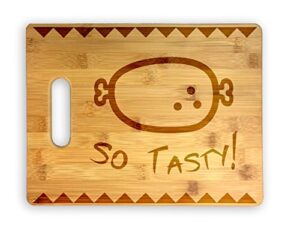 so tasty meat! cute funny laser engraved bamboo cutting board - video game, iconic, wedding, housewarming, anniversary, birthday, gift (horizontal)